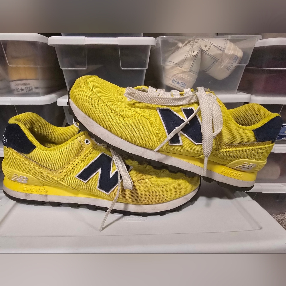 New Balance Yellow and Navy Sneakers